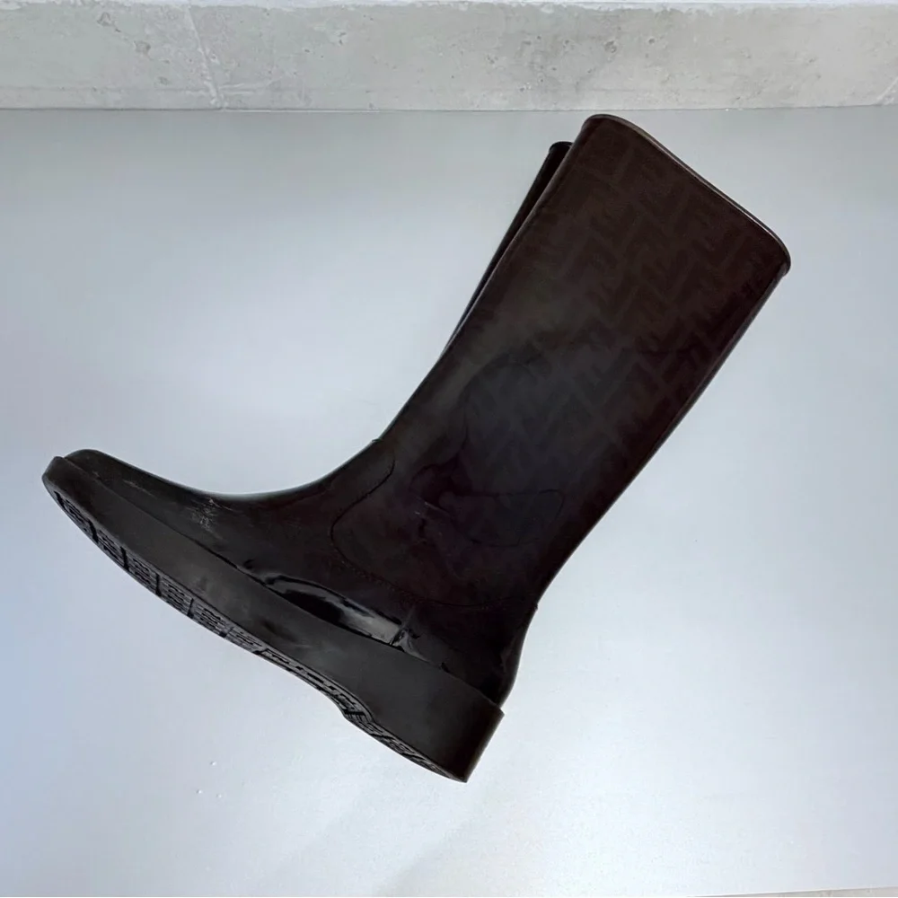 Fendi Dark Brown Monogram Rain Boots Italy size 38